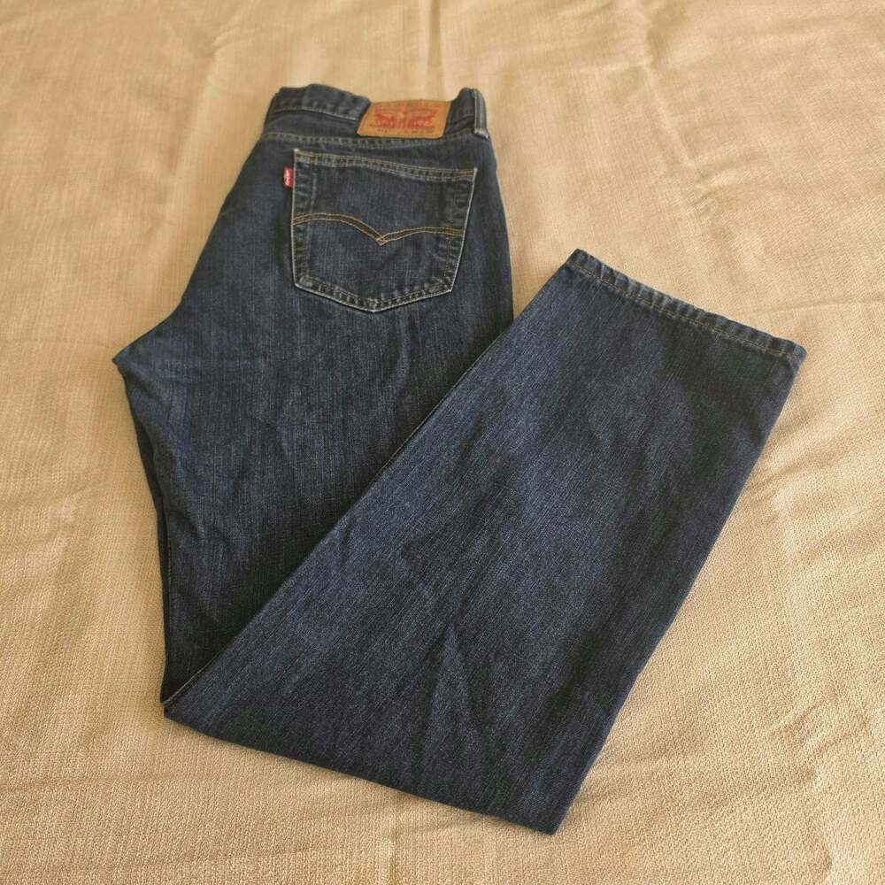 Levi's 514 Men's Size 36x32 Blue Straight Fit Jeans Dark Wash Denim Preowned